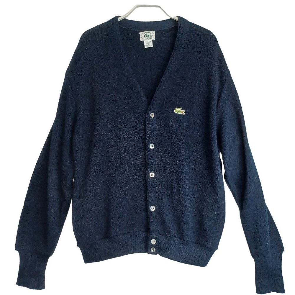 Izod LaCoste Vintage Cardigan Sweater Grandpa Style Size Medium - Picture 10 of 14